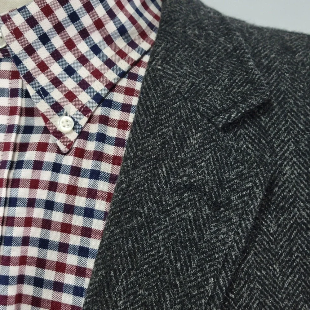 Merona Men's Tweed Sport‎ Coat Blazer Two Button Gray Herringbone Wool Blend 48R